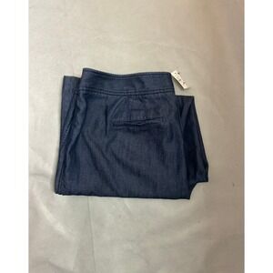 Talbots Womens Wide Leg Pants Blue Denim Stretch Cropped Casual Size 16